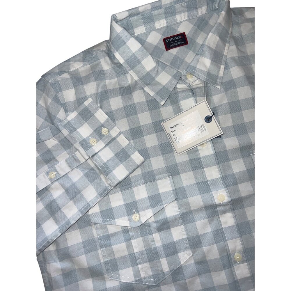 NWT women's UNTUCKit blue white plaid shirt size‎ 16